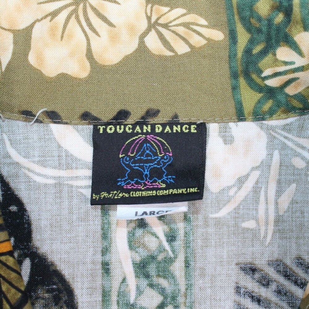 Toucan Dance Large Hibiscus Marlin Tapa Island Pattern Hawaiian Aloha Shirt Tiki - Picture 11 of 11